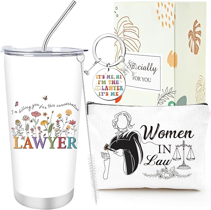 Keluna Laywer Gifts for Women Men - Lawyers Meaningful Birthdays School Graduations Thank You Gift, Motivational Keychain Tumbler Mug Makeup Bag
