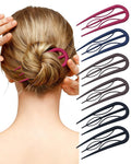 French Hair Pin for Women - U-Shaped Hair Fork for Updos, Chignons & French Twists, Durable Acrylic, Secure & Elegant Styling for All Hair Types (Dark Colors (Matte))
