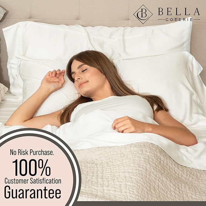 Bella Coterie | Luxury Bamboo Viscose King Size Pillowcase Set | 100% Organically Grown | Ultra Soft | Cooling | 2 Pcs [Ivory]