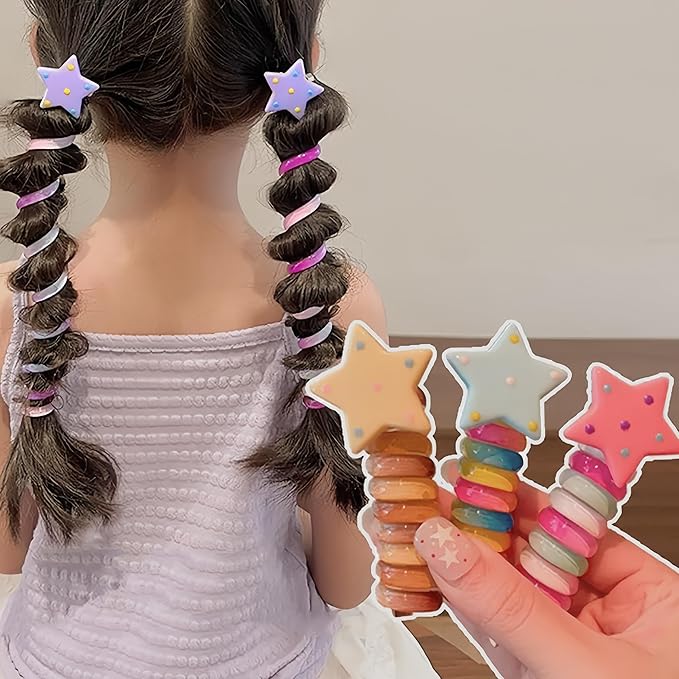 Telephone Cord Hair Ties for Women & Girls - Spiral Hair Coils, No Damage Elastic Hair Bands, Soft Stretchy Hair Accessories for Thick Hair- SP-3﻿