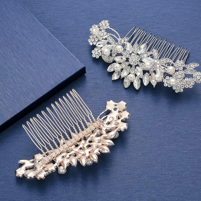 Crystal Wedding Hair Comb Bridal Hair Comb Pearl Wedding Headpiece Silver Hair Accessories