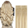 GOO GOO Invisi Edge Tape in Hair Extensions Human Hair, 18ET90A Natural Blonde Balayage, 6pcs 18inch 15g, Virgin Remy Hair, Seamless Injected Tape, Natural Look