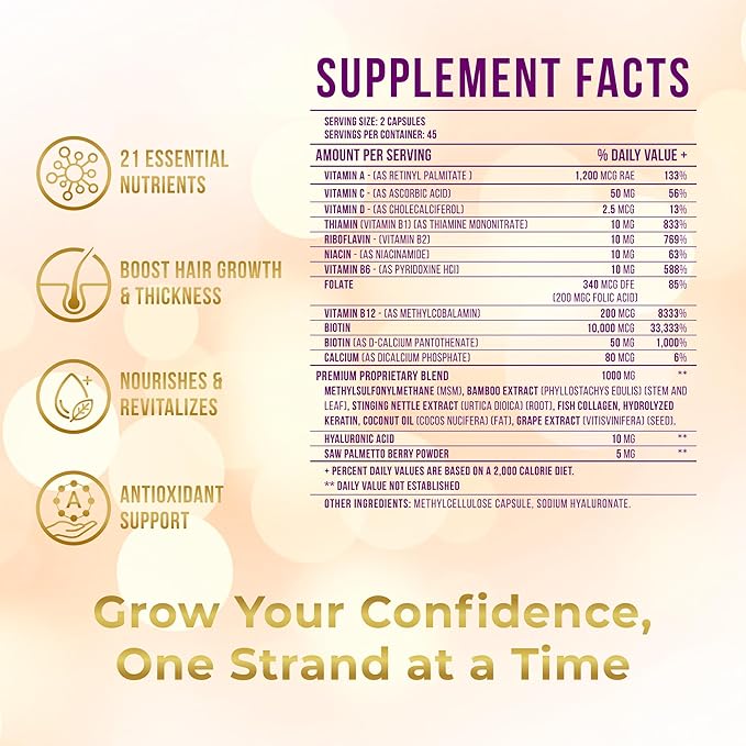 Vitamo Postpartum Hair Loss Vitamins for Women | Postnatal Hair Growth with Hyaluronic Acid, B-Complex, Biotin, Collagen & Keratin | Advanced Hair, Skin & Nails Supplement | 90 Capsules