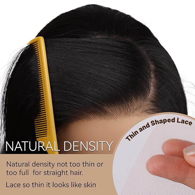 BLL Synthetic Lace Front Wig,13x4 Lace Wig Pre-Plucked Long Straight Glueless 1B Black Wigs For Black Women 26inch Ready to Wear Wigs Beginner Friendly