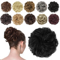 FESHFEN Messy Bun Hair Piece - Elastic Wavy Curly Hair Bun Scrunchies Extensions Synthetic Chignon Hairpieces for Women Girls, Off Black 1.5 oz