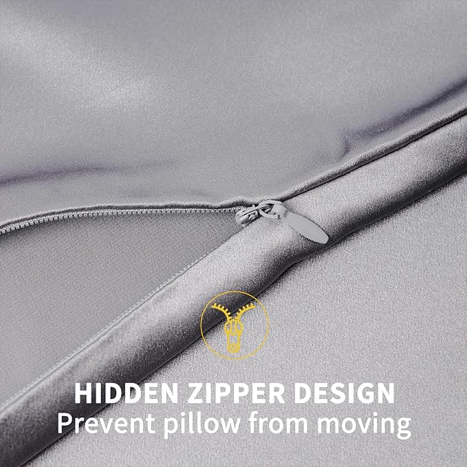 ZIMASILK 100% Pure Mulberry Silk Pillowcase for Hair and Skin Health,Soft and Smooth,Both Sides Premium Grade 6A Silk,600 Thread Count,with Hidden Zipper,1pc (King 20''x36'',Silver Grey)