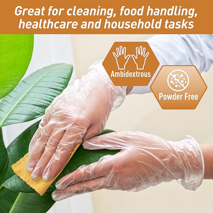 Med PRIDE Vinyl Gloves| Large Box of 100| 4.3 mil Thick, Powder-Free, Non-Sterile, Heavy Duty Disposable Gloves| Professional Grade for Healthcare, Medical, Food Handling, and More
