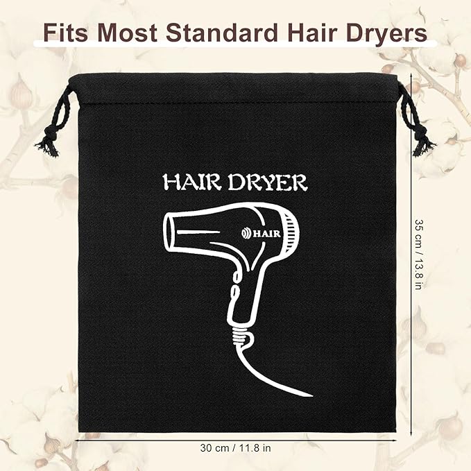 Hair Dryer Bags Bulk, Hairdryers Storage Drawstring Pouch, Blow Dryer Case Container Hairdryer and Styling Tools Accessories Bags for Hotel Home Travel Bathroom 11.8 x 13.7 inch (16 PCS Black)