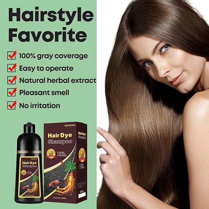 Natural Dark Wine Red Hair Dye Shampoo, 3 IN 1 Burgundy Hair Dye Shampoo, Wine Red Hair Nourishing & Dyeing for Men Women Colors in Minutes, Instant Red Hair Dye for All Hair Types（Dark wine red）