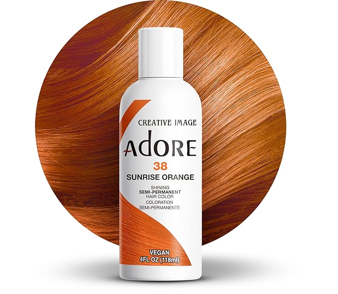 Adore Semi Permanent Hair Color (038 Sunrise Orange) | Vegan & Cruelty-Free Orange Hair Dye | No Ammonia, No Peroxide, No Alcohol | 4 Fl Oz (Pack of 1)
