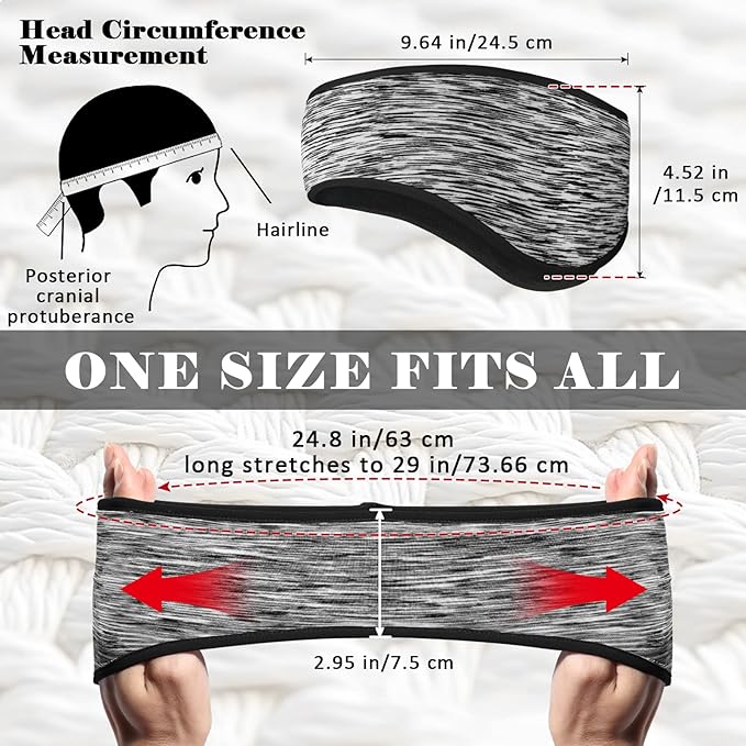 beister Ear Warmers for Women and Men, Fleece Winter Running Headbands with Ear Muffs, Windproof Thermal for Outdoor Sports
