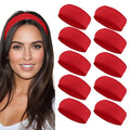Styla Hair Headbands for Women Stretch Fashion Head Bands 10 Pack Non-Slip Head Wraps Great for Spa, Sports, Yoga, Pilates, Running, Gym Headband, Workouts - Red