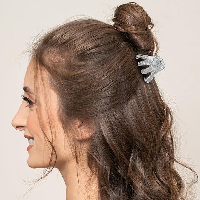 4cm Hair Clips Strong Grip Champagne LightGray and Clear Octopus Claw Clips 9 Pcs Medium to Small Claw Clips for Women and Girls Thick Hair Styling Sectioning.