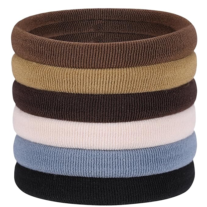 60 Pcs 2 Inch Neutral No Damage Hair Ties for Women Thick Hair, Large Soft Seamless Nylon Fabric Elastic Hair Ties Ponytail Hair Holders Hair Elastics Hair Band for Women