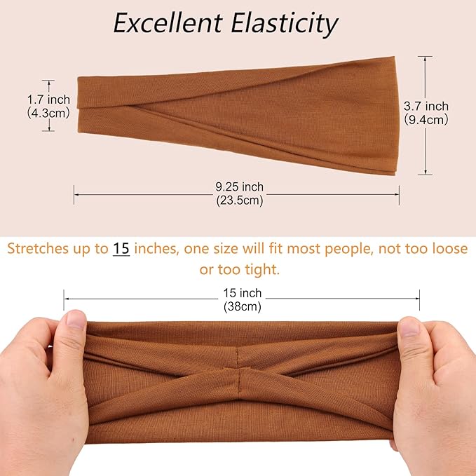 Wide Hairbands for Women Non Slip Workout Yoga Head Bands for Yoga Soft Sweat Headbands for Women's Hair Womens Solid Head Bands Hair Accessories