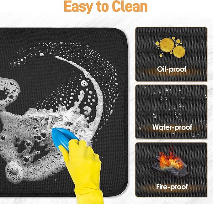 Heat Resistant Mat for Air Fryer, 21 x 24in Heat Resistant Mat for Countertop, Fireproof Silicone Countertop Protector Appliance Slider for Air Fryer, Coffee Maker, Toaster, Oven - Black