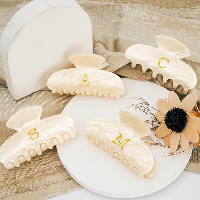 Personalized Birthday Gifts for Daughter,Initial Cute Hair Clips Hair Claws for Women Friends Female Friendship Girlfriend Wife Gifts Idea - Gold,O