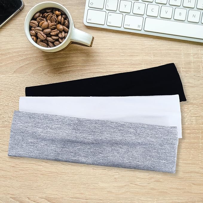3PCS Headbands for Women Non Slip Elastic Sweat Hairbands Fashion Sports Hair Bands Soft Cloth Fabric Stretchy Headband for Workout Yoga Running