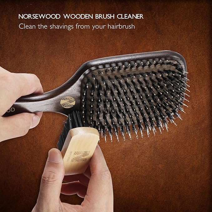 Boar Bristle Hair Brush Set, Soft Bristle Detangler for Long, Short, Thin, Curly, Straight, or Wavy,Hairbrush for Enhancing Shine,Great for Men, Women, and Kids