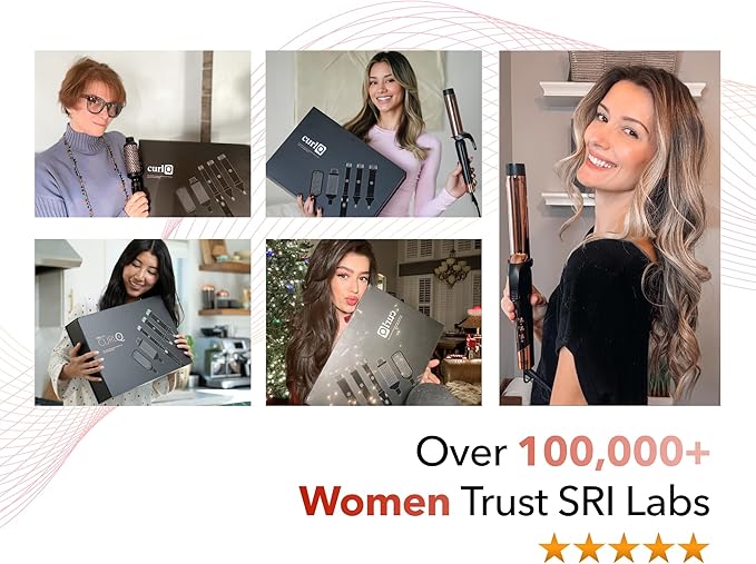 SRILabs CurlQ Curling Iron with 1.5 inch Extra Long Titanium Barrel, Ceramic Paddle Brush, and Thermal Brush with Rapid Heat Up, 12-Temperature Settings, and 360 Degrees Swivel Cord