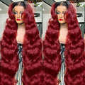 AMIRTY 250 Density Burgundy Lace Front Wigs Human Hair 13x6 HD Transparent Body Wave Lace Front Wig Pre Plucked 1B/99J Burgundy Red Wine Glueless Human Hair Wigs for Women 28 Inch