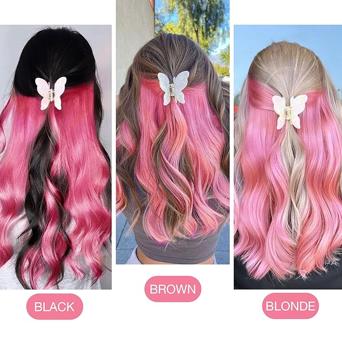GOO GOO Tape in Hair Extensions Human Hair, Peach Pink, 16inch 25g 10pcs, Colored Tape ins Human Hair Extensions, Silky&Soft Invisible Tape Ins, Hair Highlighted for Party