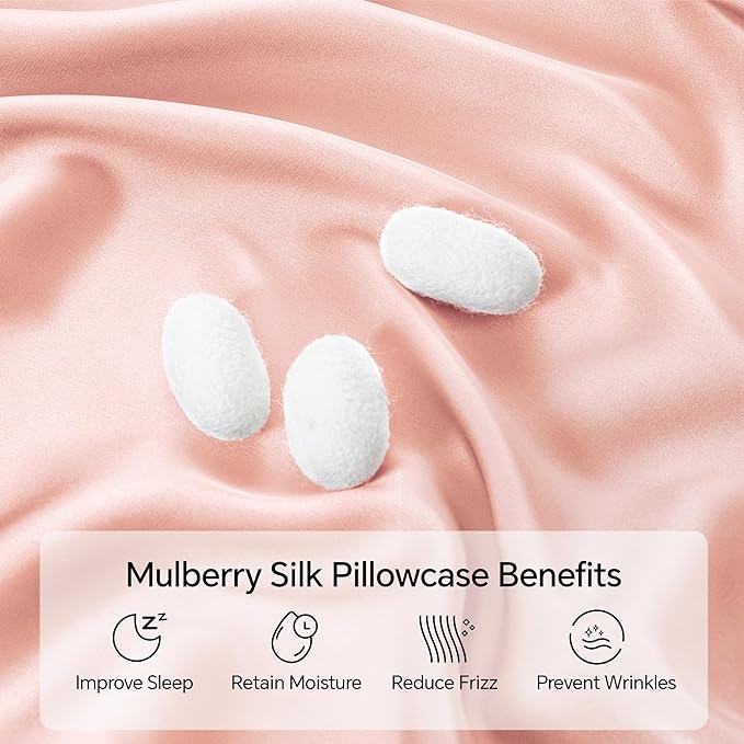 INFIIXSO Mulberry Silk Pillowcase for Hair and Skin, Silk Pillow Cases King Size with Hidden Zipper 20x40 Inches, Extraordinary Smooth and Soft Cooling Pillow Cases for Hot Sleepers(Coral, 1 Pack)