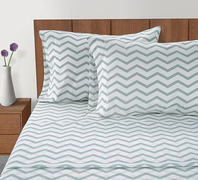 Lane Linen 100% Organic Cotton Pillow Cases Standard Size Set of 2 (20"x26") - Cotton Pillowcases Standard Size - Ultra Soft Pillow Cases Set of 2 - Standard Pillow Case Pack of 2 - Chevron Cool Blue