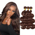 Brown Bundles Human Hair Color 4 Body Wave Bundle Niegmeag Virgin Soft and Silky Remy Hair 3 Bundles 26 28 30 Inch Double Weft Chocolate Brown Body Wave Bundle Hair Weave 150g
