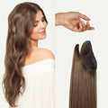 Luxy 100% Remy Human Hair – Halo Clip-In Hair Extensions –Natural Looking Volume & Length - One-Piece - Easy 5-Min Application 150 grams 12" Ash Brown Balayage