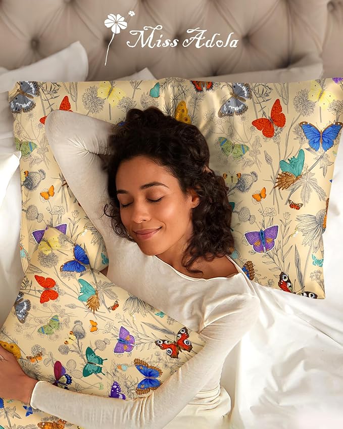 2 Pack Mulberry Silk Pillowcase for Hair and Skin - Queen Size 20 x 30 Inches with Hidden Zipper Line Butterfly 19 Momme Soft Sleeping Silk Pillow Case for Women, Moms