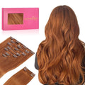 WENNALIFE Clip in Hair Extensions Real Human Hair, 18 Inch 150g 9pcs Human Hair Extensions Clip In, Dirty Ginger Hair Extensions Clip In Real Hair Coloured Remy Human Hair Extensions