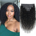 12 Inch Seamless Kinky Curly Clip Ins for Women 3c 4a Kinky Curly Clip on Extension Human Hair Brazilian Remy Human Hair Extensions Natural Black Clip ins 8 Pcs with 18 Clips 120g/Set