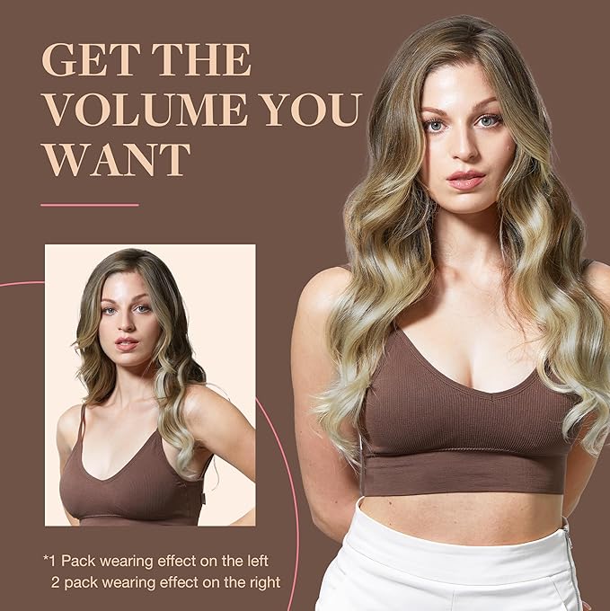 GOO GOO Clip in Hair Extensions Real Human Hair, Remy Human Hair Extensions Clip ins for Women, Natural Human Hair, 18inch 120g 7Pcs, 9/60 Balayage Ash Brown to Platinum Blonde