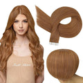 Full Shine Tape in Hair Extensions Human Hair Color 330 Copper Brown Tape in Extensions Human Hair Orange Seamless Skin Weft Invisible Extension for Women Add Length 22Inch 50G 20Pcs