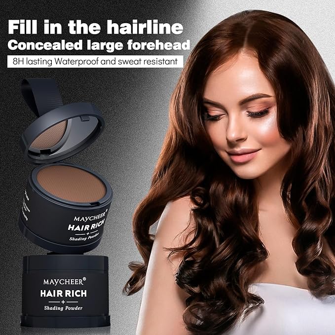 Maycheer Hairline Powder for Women - Hair Rich Shading Powder, 30 Colors Magic Root Cover Up (Almond Orange 24)