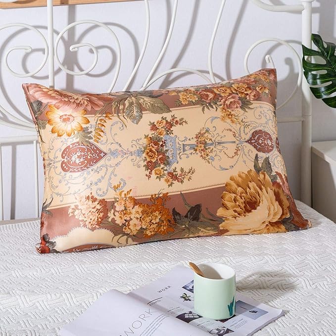 SLPBABY Silk Pillowcase for Hair and Skin with Hidden Zipper Print (Queen, Pattern18)