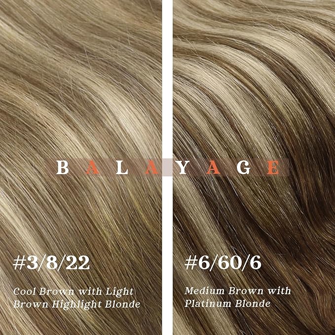 Ve Sunny Human Hair Clip in Extensions Brown Balayage Real Hair Extensions Clip in Human Hair Ombre Brown with Blonde Clip in Hair Extensions Real Human Hair 5pcs 12in 80g