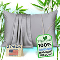 Pillow Cases - 100% Viscose Derived from Bamboo - Cooling Pillowcase - King Size, Gray, Set of 2 Zippered - for Hot Sleepers - Soft Pillow Covers - by Vegan Silk