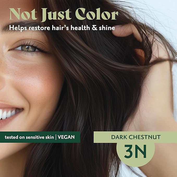 Herbatint Permanent Hair Dye For Women - 3N Dark Chestnut - For Up To 100% Gray Coverage of Resistant Gray Hair - Ammonia-Free, Alcohol-Free & Vegan - Salon Influenced Hair color 5.75 fl oz