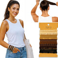Boho Hair Ties, 20-Pack (4 Styles) Cute Elastic Bands for Thick or Thin Hair, No-Damage Stretch Bracelets, Brown Hair Accessories for Women & Girls (Bonfire Glow)
