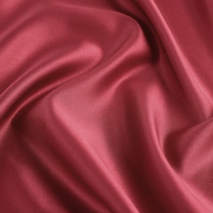 uxcell 2 Pack Silk Satin Pillowcase for Hair and Skin, Cool, Silky, Soft Breathable Pillow Cases Standard Size 20x26 Inch Sateen Pillowcase Burgundy with Envelope Closure