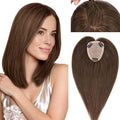 Rich Choices Human Hair Toppers for Women-100% Real Remy Hair Topper No Bang-Upgraded 150% Density 9 * 12CM Lace Base-Clip in Hairs Topper for Thinning Hairs-14Inch #2R Chocolate Brown