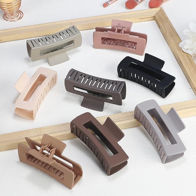 4.1 Inch Large Hair Clips 8 Pcs Square Claw Clips for Thick Hair Big Hair Claw Clips Acrylic Banana Jaw Clips Hair Accessories for Women and Girls -Regular