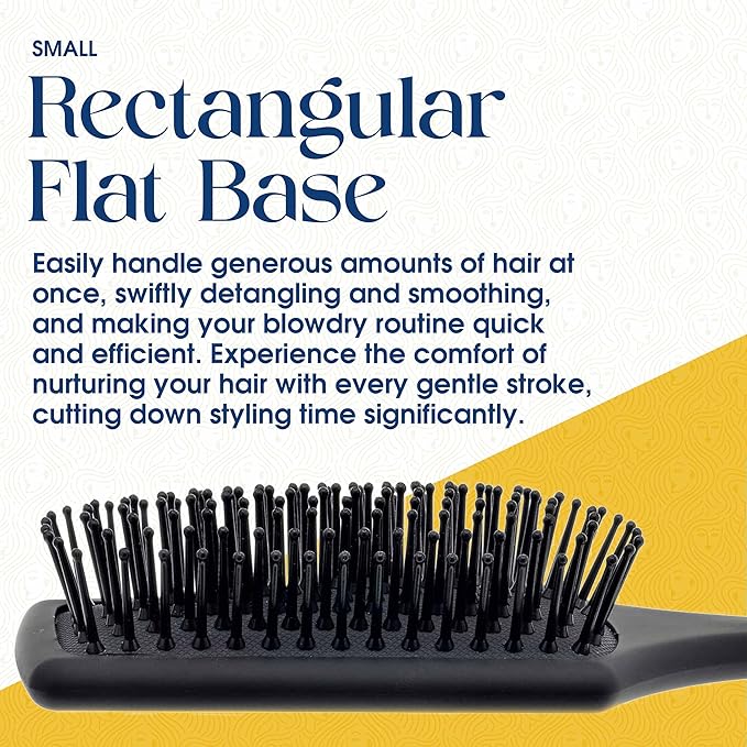 Giorgio Hair Brush Set - Black Paddle Brush with Tourmaline Ball Tip Bristles for Women, Men, Wet or Dry, Long, Thick, or Curly Hair
