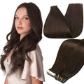 Full Shine Brown Tape in Extensions Real Human Hair 20Inch Tape in Hair Extensions Human Hair Color 2 Adhesive Extension Seamless Invisible Skin Weft Daily Office Look 100G 40Pcs