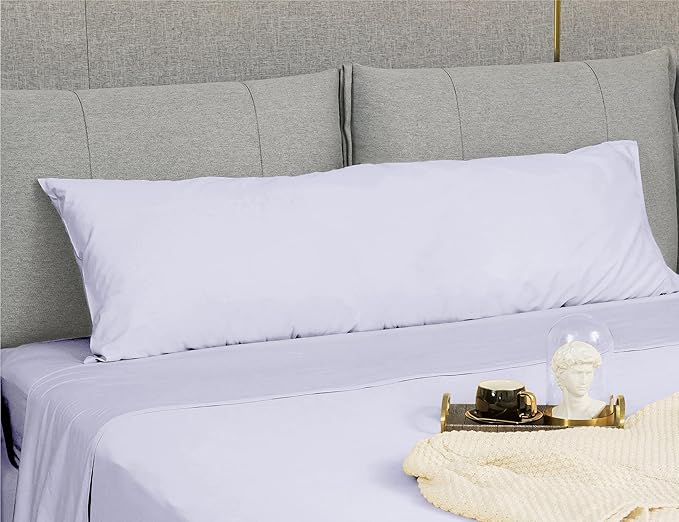 Sunflower Body Pillowcase 100% Cotton Long Pillow Cover/Case Envelope Closure 1 Pack, 21×54 inches Light Purple, Soft and Breathable
