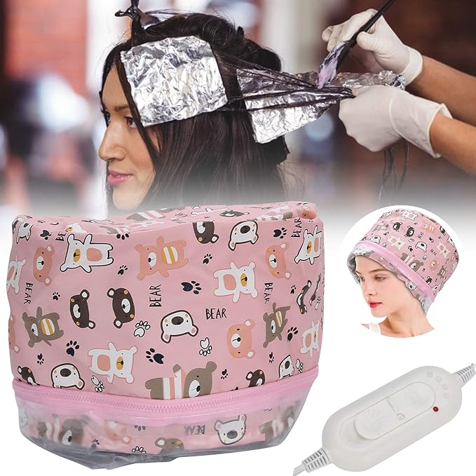 ZJchao Heated Electric Thermal Steamer for Hair Home Use, Deep Conditioning Hair Scalp Treatment Spa With 3 Speed Temperature Control (US)