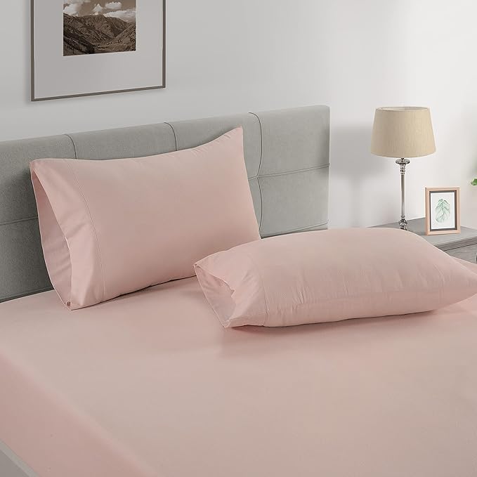Lane Linen 100% Organic Cotton King Size Pillow Cases Set of 2 (20"x36") - Certified Organic Cotton Pillowcases - King Pillow Cases Set of 2 - Pink Dusty Rose