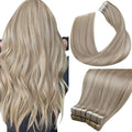 LaaVoo Tape in Hair Extensions Blonde Human Hair Tape in Extensions 100G 40Pcs 18Inch Tape Hair Extensions Ash Blonde Highlights with Bleach Blonde Human Hair Extensions Tape in Silky Soft